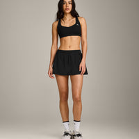 EasyLift™ Cross Back Sports Bra with Grey Logo | Black