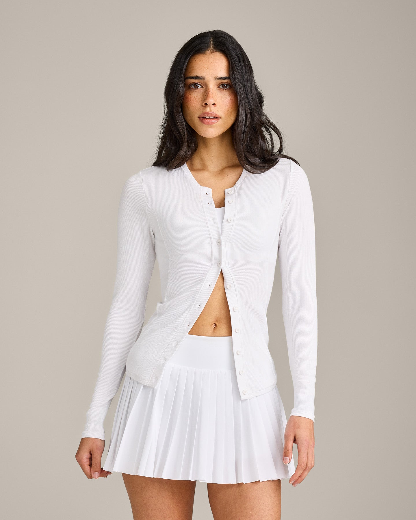 Mellow™ Rib Long Sleeve Cardigan | White