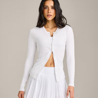 Mellow™ Rib Long Sleeve Cardigan | White