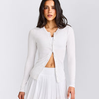 Mellow™ Rib Long Sleeve Cardigan | White