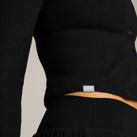 Mellow™ Rib Mid Long Sleeve Cardigan | Black