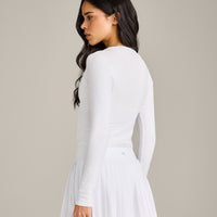 Mellow™ Rib Mid Long Sleeve Cardigan | White