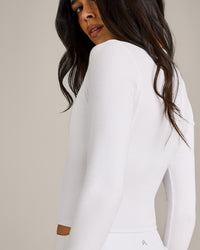 Mellow™ Rib Mid Long Sleeve Cardigan | White