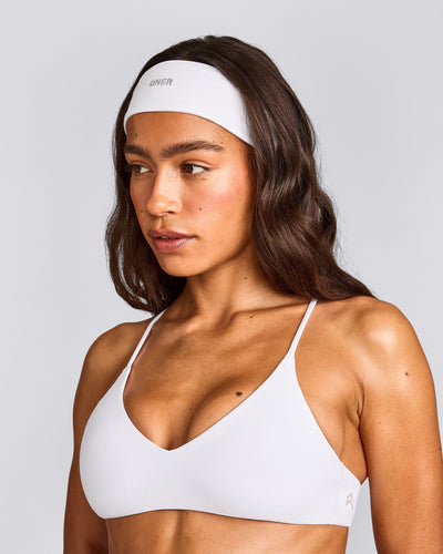 SoftMotion™ Headband with Grey Logo | White
