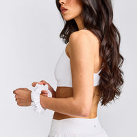 SoftMotion™ Scrunchie with Gray Logo | White