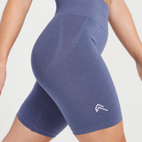 EffortlessLift™ Seamless Cycling Shorts with White Logo | Slate Blue