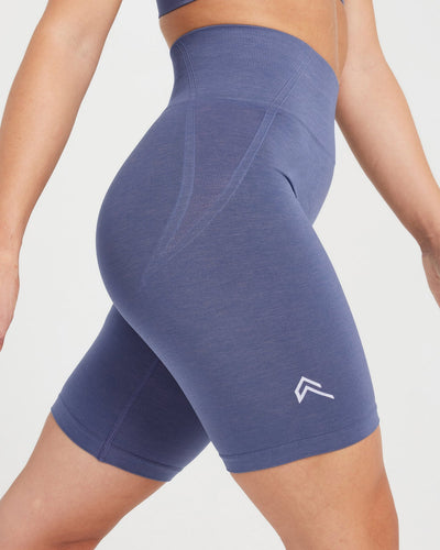 EffortlessLift™ Seamless Cycling Shorts with White Logo | Slate Blue