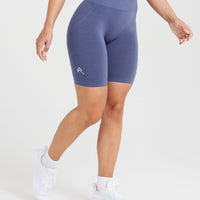 EffortlessLift™ Seamless Cycling Shorts with White Logo | Slate Blue