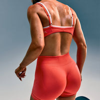 EnhanceLift™ Seamless Shorts with Gray Logo | Dark Charged Coral