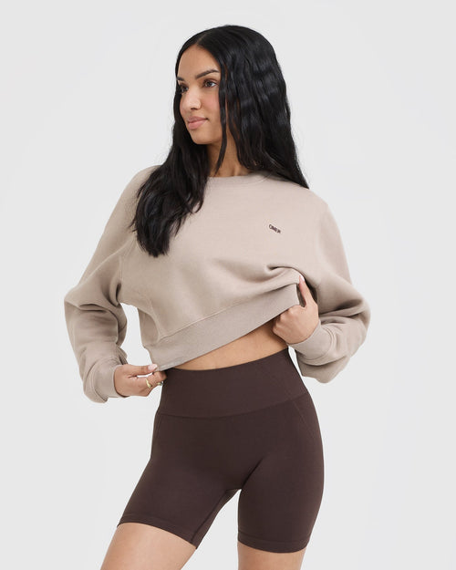 Oner Modal Foundations Crop Sweatshirt | Mushroom Brown