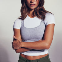Fitted Cotton Short Sleeve Crew Neck T-Shirt | White