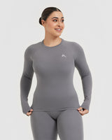 Go To Seamless Fitted Long Sleeve Top | Ash Grey