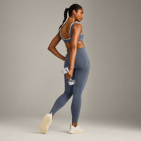 EffortlessLift™ Seamless Leggings with Grey Logo | Light Granite Blue