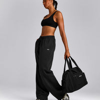 EffortlessLift™ Square Neck Sports Bra with Gray Logo | Black