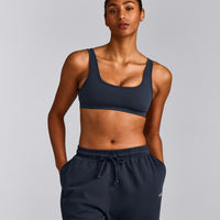 EffortlessLift™ Square Neck Sports Bra with Gray Logo | True Blue