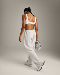 EffortlessLift™ Square Neck Sports Bra with Grey Logo | White