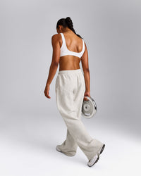 EffortlessLift™ Square Neck Sports Bra with Gray Logo | White