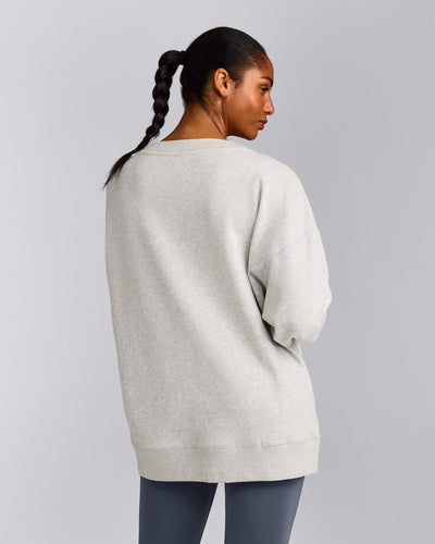Cotton Vintage Lounge V Neck Sweatshirt | Light Gray Marl