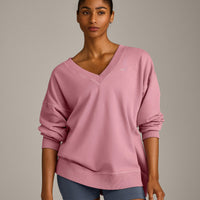 Cotton Vintage Lounge V Neck Sweatshirt | Orchid Haze