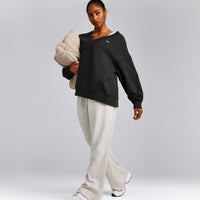 Cotton Vintage Lounge V Neck Sweatshirt | Washed Black