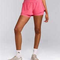 UnifiedMove™ Double Layer Shorts 5" with Reflective Logo | Hot Girl Pink