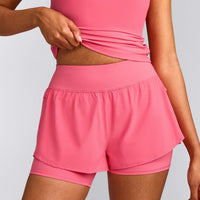 UnifiedMove™ Double Layer Shorts 5" with Reflective Logo | Hot Girl Pink