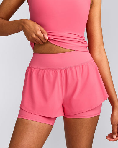 UnifiedMove™ Double Layer Shorts 5" with Reflective Logo | Hot Girl Pink