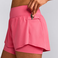 UnifiedMove™ Double Layer Shorts 5" with Reflective Logo | Hot Girl Pink