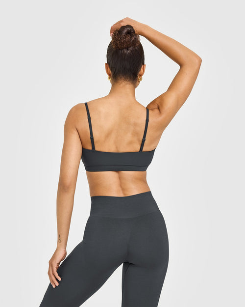 EasyLift™ Multi Way Bandeau Bralette with White Logo | Coal