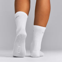 Pilates Grip Crew Socks 1 Pack | White