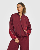 Oversized Piped Woven Track Jacket | Rosewood