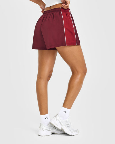 Oversized Piped Woven Track Shorts | Rosewood