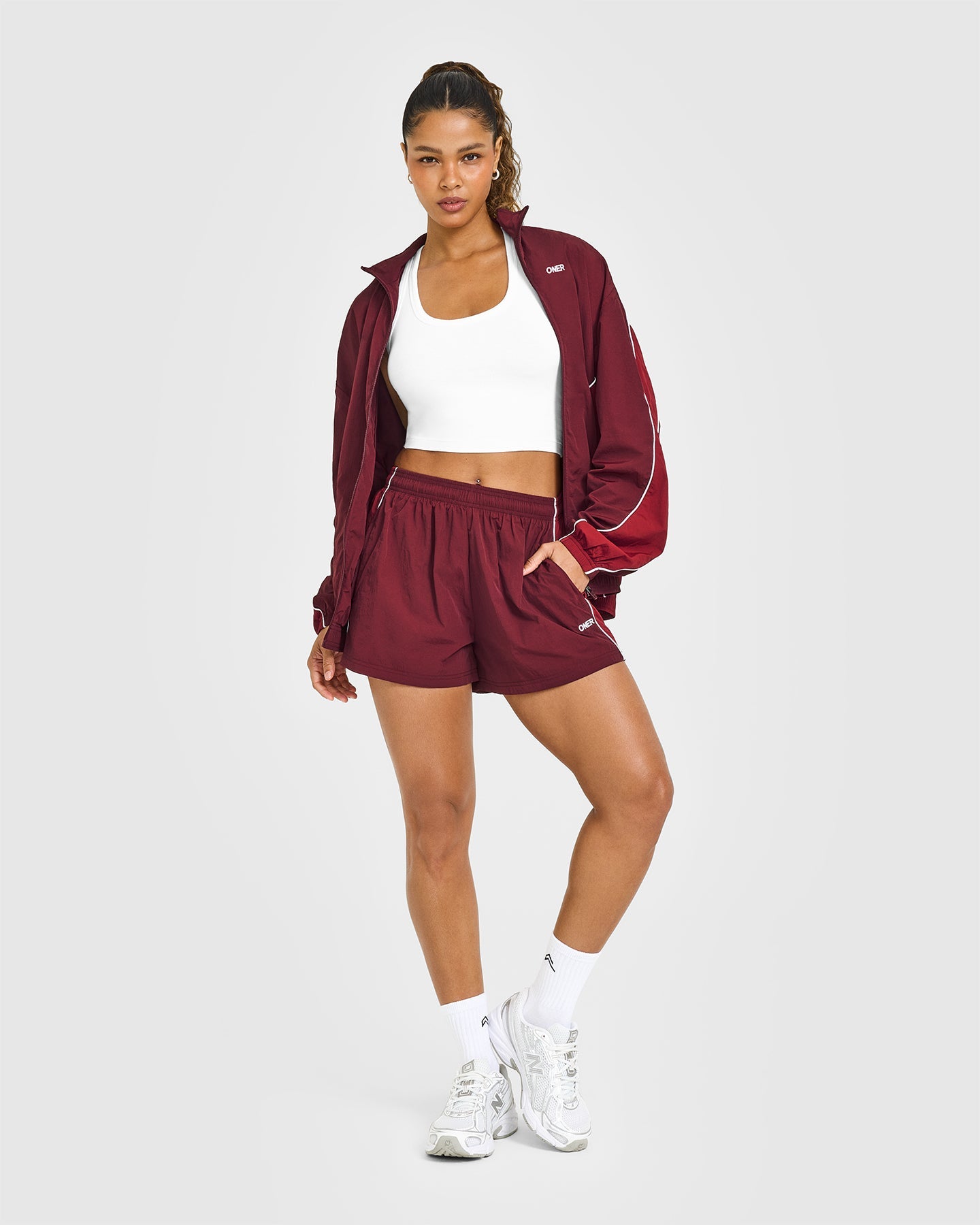 Oversized Piped Woven Track Shorts | Rosewood