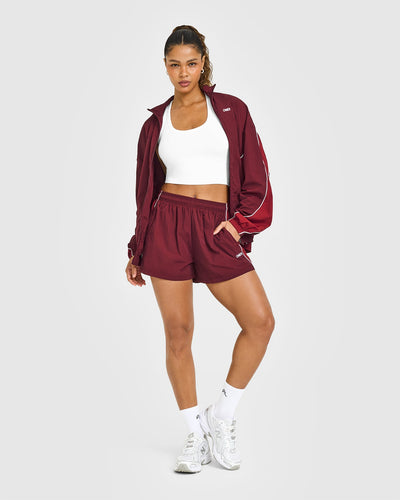 Oversized Piped Woven Track Shorts | Rosewood