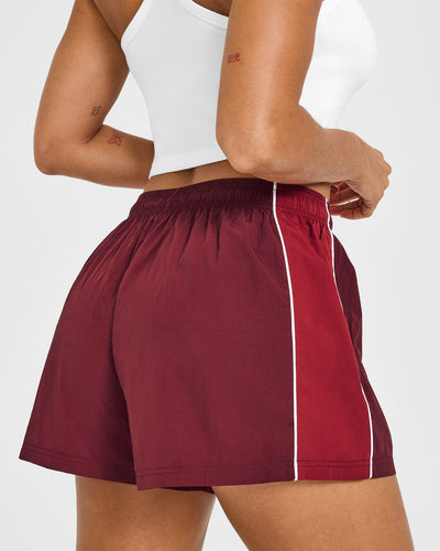 Oversized Piped Woven Track Shorts | Rosewood