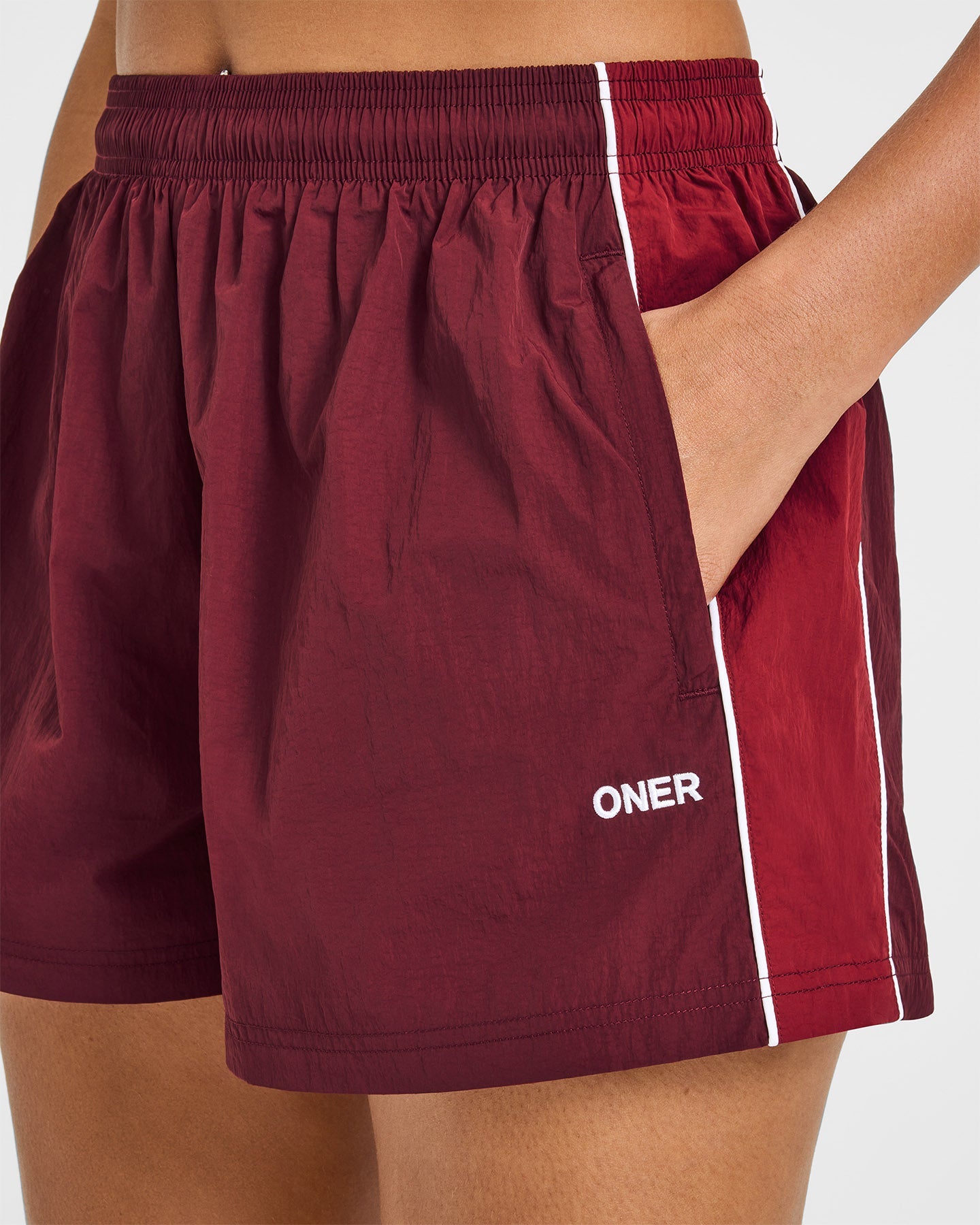 Oversized Piped Woven Track Shorts | Rosewood
