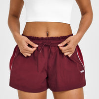 Oversized Piped Woven Track Shorts | Rosewood