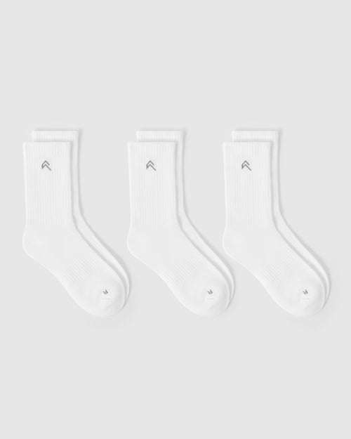 Oner Modal Lightweight Crew Socks 3 Pack | White