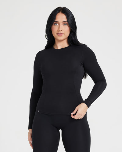 Women's Black Long Sleeve Top - Slim Fit