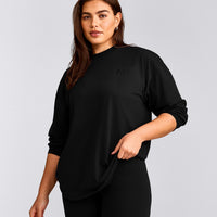 Classic Oversized Lightweight Long Sleeve Top | Black
