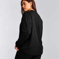 Classic Oversized Lightweight Long Sleeve Top | Black