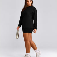 Classic Oversized Lightweight Long Sleeve Top | Black
