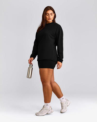 Classic Oversized Lightweight Long Sleeve Top | Black
