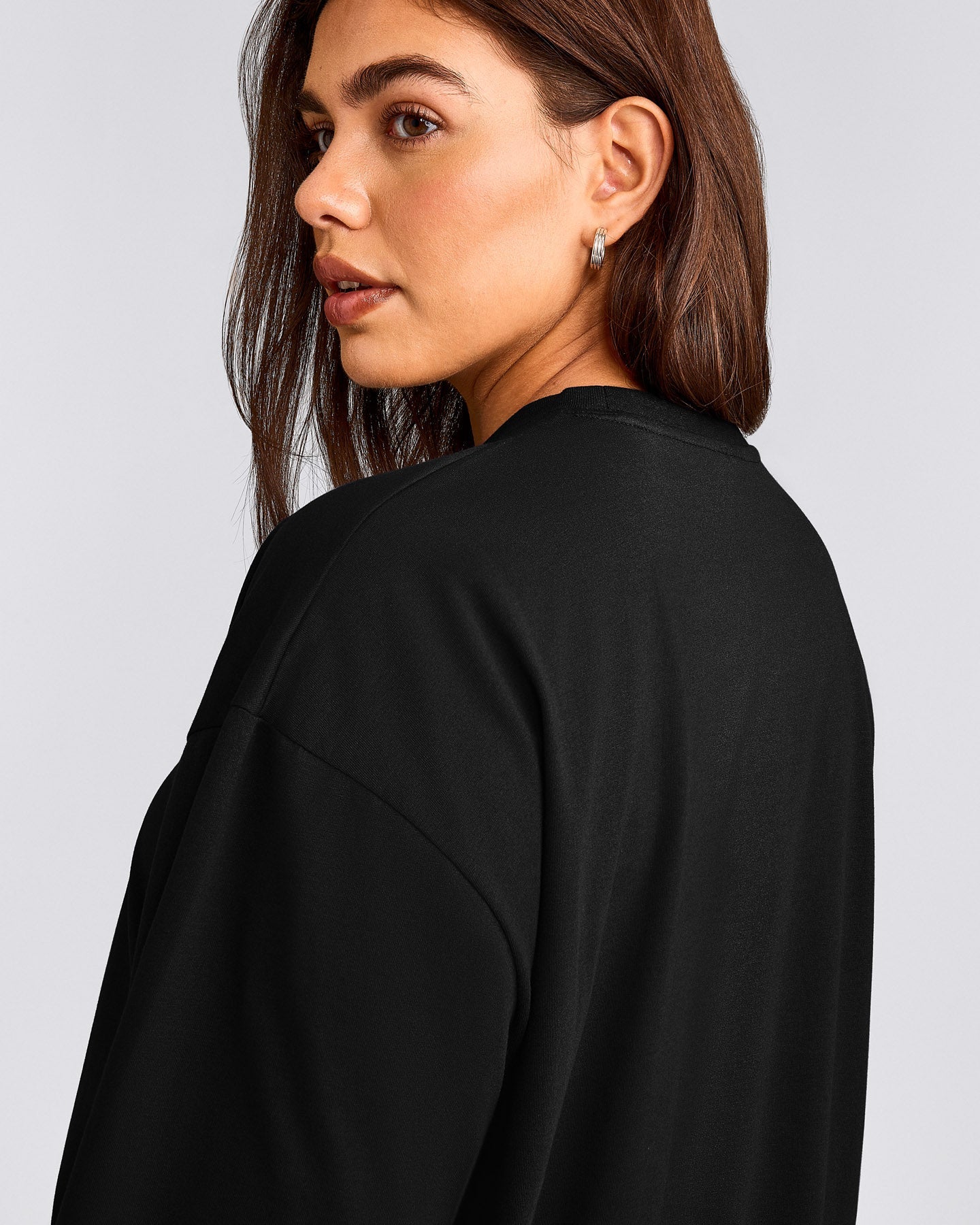 Classic Oversized Lightweight Long Sleeve Top | Black
