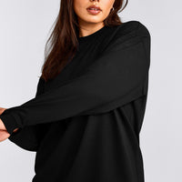 Classic Oversized Lightweight Long Sleeve Top | Black