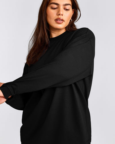 Classic Oversized Lightweight Long Sleeve Top | Black