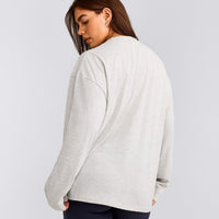 Classic Oversized Lightweight Long Sleeve Top | Light Grey Marl