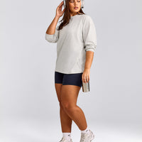 Classic Oversized Lightweight Long Sleeve Top | Light Grey Marl