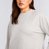 Classic Oversized Lightweight Long Sleeve Top | Light Grey Marl
