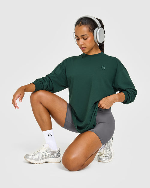 Oner Modal Classic Oversized Lightweight Long Sleeve Top | Racing Green